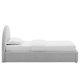 Quinn Upholstered Fabric Arched Round Twin Platform Bed in Heathered Weave Light Gray