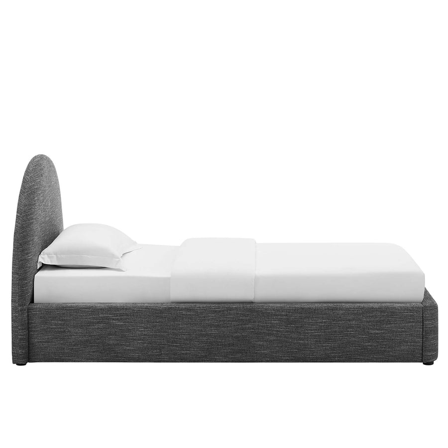 Quinn Upholstered Fabric Arched Round Twin Platform Bed in Heathered Weave Slate
