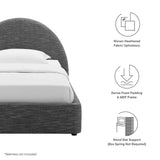 Quinn Upholstered Fabric Arched Round Twin Platform Bed in Heathered Weave Slate