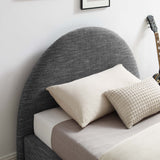 Quinn Upholstered Fabric Arched Round Twin Platform Bed in Heathered Weave Slate