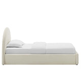 Quinn Performance Velvet Arched Round Twin Platform Bed in Alabaster