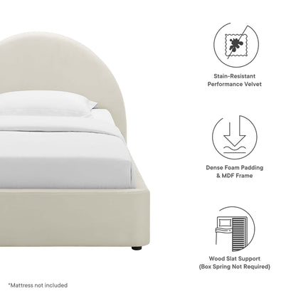 Resort Performance Velvet Arched Round Twin Platform Bed by Furniture For America