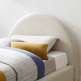 Quinn Performance Velvet Arched Round Twin Platform Bed in Alabaster