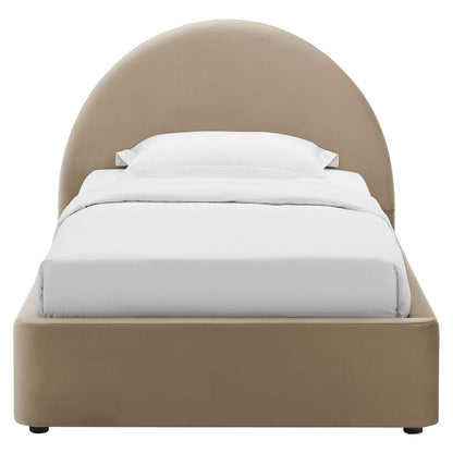 Resort Performance Velvet Arched Round Twin Platform Bed by Furniture For America