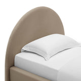 Quinn Performance Velvet Arched Round Twin Platform Bed in Taupe