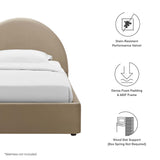 Quinn Performance Velvet Arched Round Twin Platform Bed in Taupe