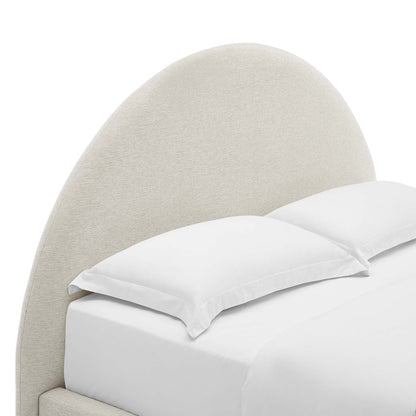 Resort Upholstered Fabric Arched Round Full Platform Bed by Furniture For America