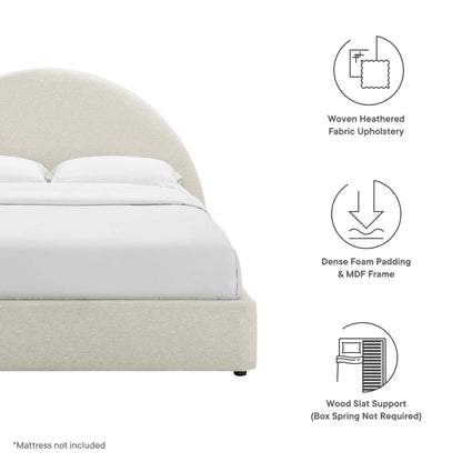 Resort Upholstered Fabric Arched Round Full Platform Bed by Furniture For America