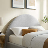 Quinn Upholstered Fabric Arched Round Full Platform Bed in Heathered Weave Light Gray