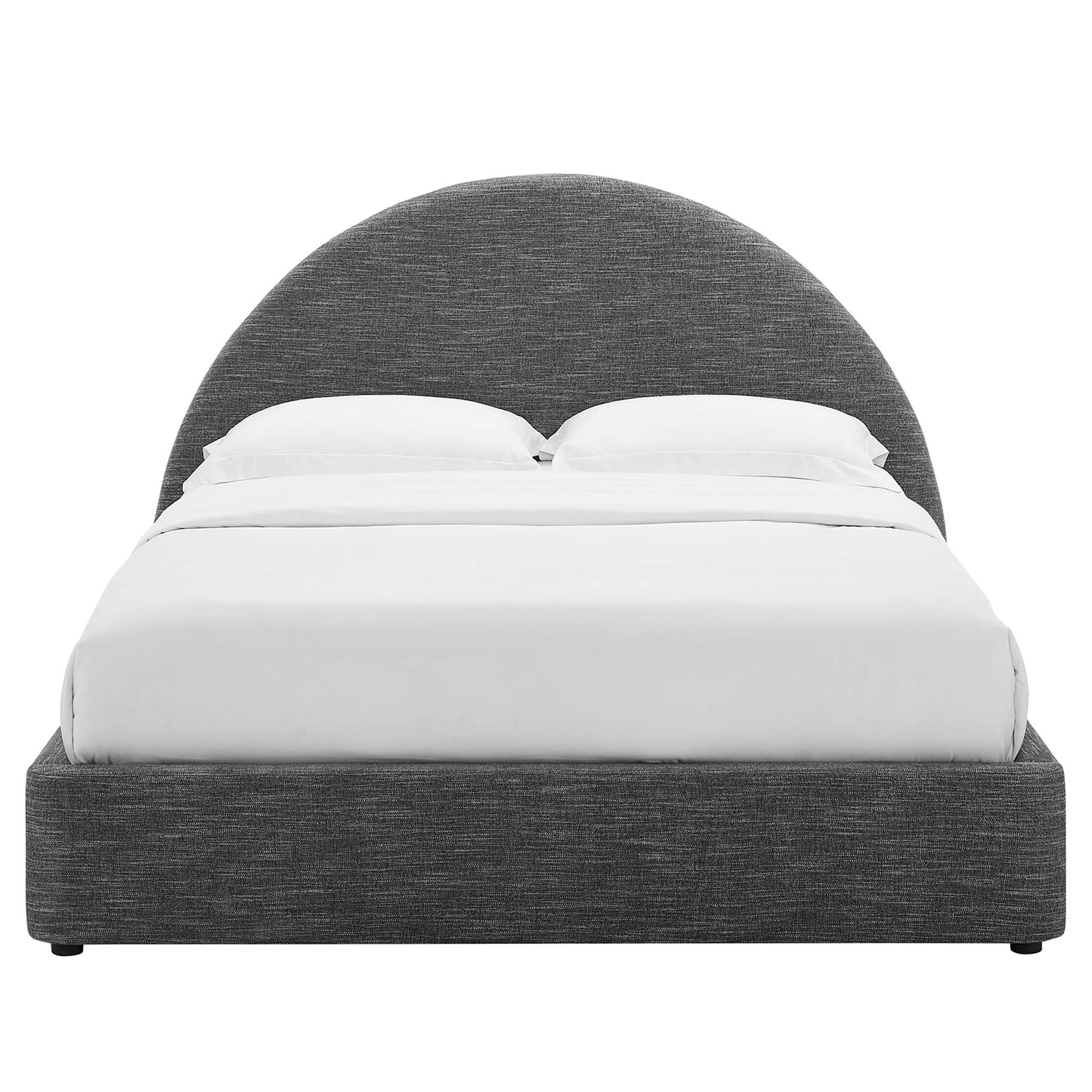Resort Upholstered Fabric Arched Round Full Platform Bed by Furniture For America