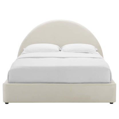 Resort Performance Velvet Arched Round Full Platform Bed by Furniture For America