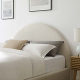 Quinn Performance Velvet Arched Round Full Platform Bed in Alabaster