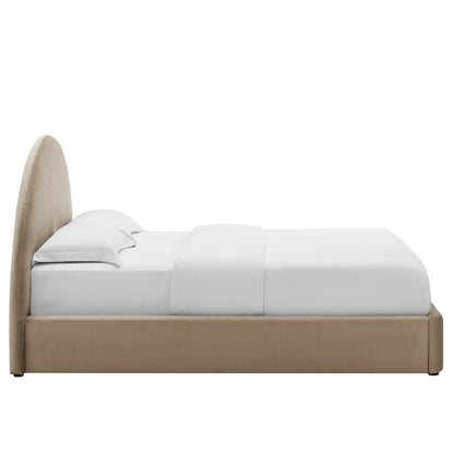 Resort Performance Velvet Arched Round Full Platform Bed by Furniture For America
