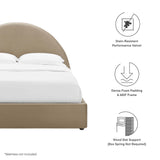 Quinn Performance Velvet Arched Round Full Platform Bed in Taupe