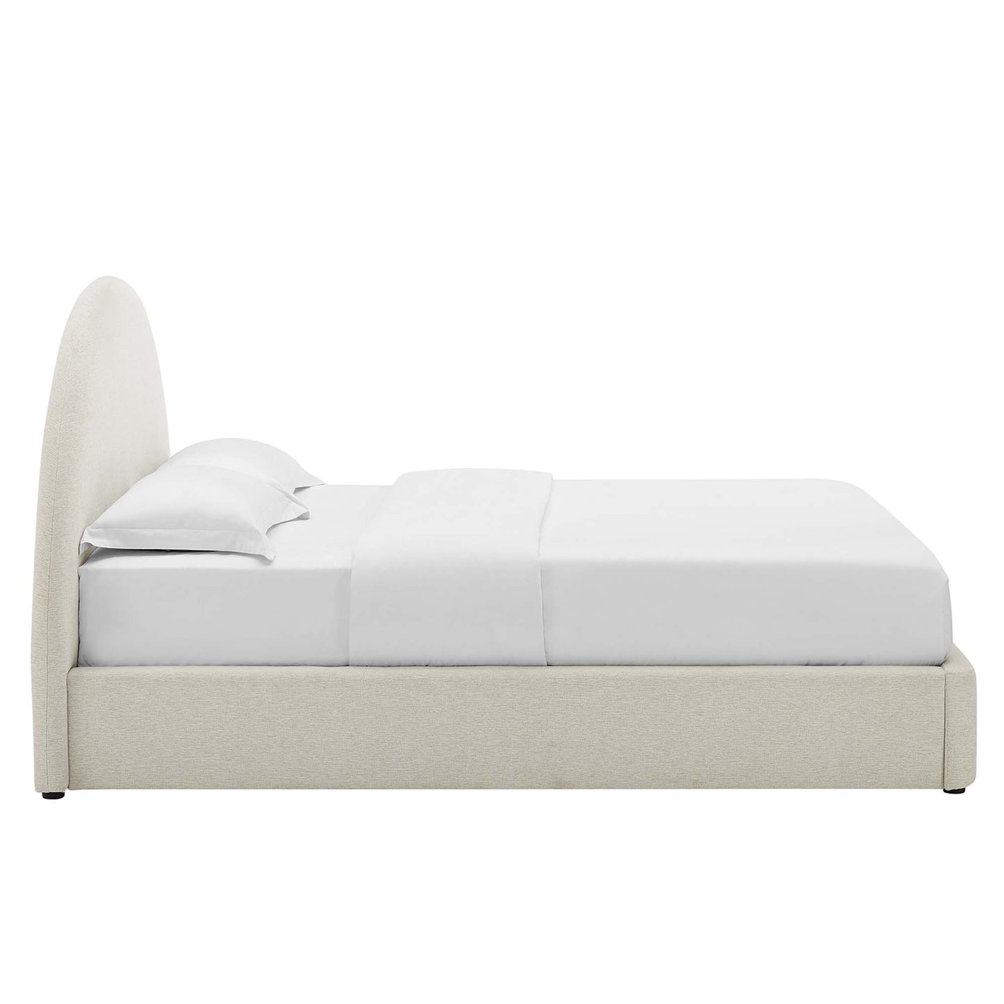 Resort Upholstered Fabric Arched Round Queen Platform Bed by Furniture For America