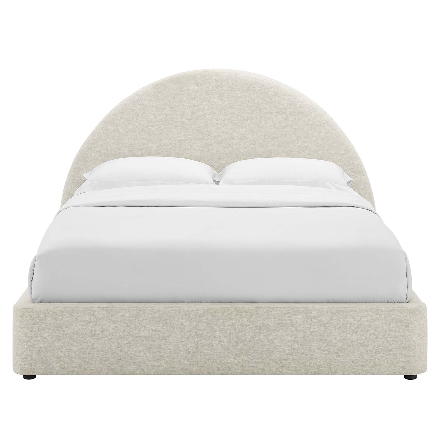 Resort Upholstered Fabric Arched Round Queen Platform Bed by Furniture For America