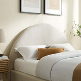Quinn Upholstered Fabric Arched Round Queen Platform Bed in Heathered Weave Ivory