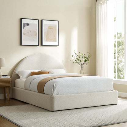 Resort Upholstered Fabric Arched Round Queen Platform Bed by Furniture For America