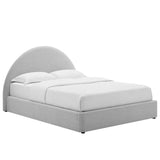 Quinn Upholstered Fabric Arched Round Queen Platform Bed in Heathered Weave Light Gray