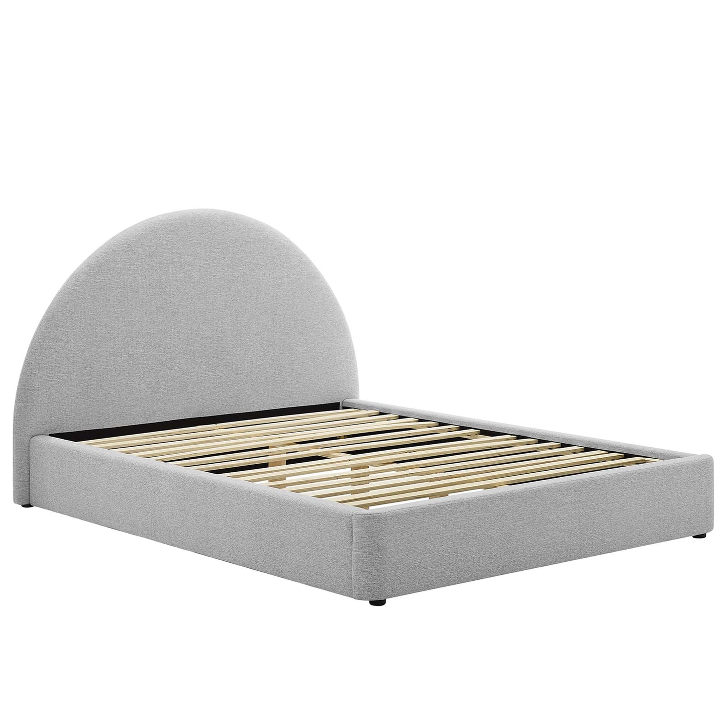 Resort Upholstered Fabric Arched Round Queen Platform Bed by Furniture For America