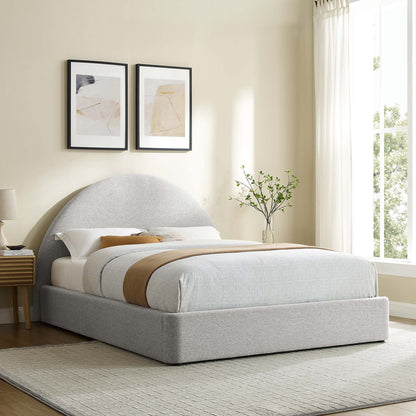 Resort Upholstered Fabric Arched Round Queen Platform Bed by Furniture For America
