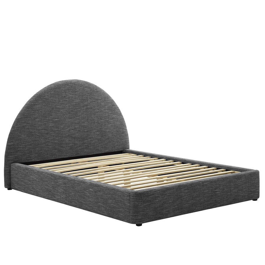 Quinn Upholstered Fabric Arched Round Queen Platform Bed in Heathered Weave Slate