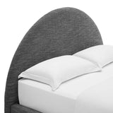 Quinn Upholstered Fabric Arched Round Queen Platform Bed in Heathered Weave Slate