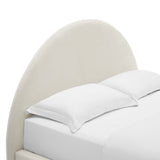 Quinn Performance Velvet Arched Round Queen Platform Bed in Alabaster