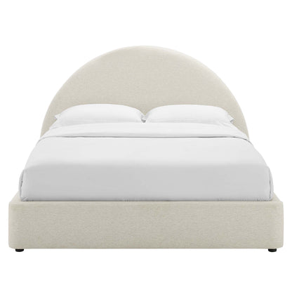 Resort Upholstered Fabric Arched Round King Platform Bed by Furniture For America