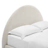 Quinn Upholstered Fabric Arched Round King Platform Bed in Heathered Weave Ivory