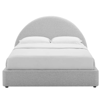 Resort Upholstered Fabric Arched Round King Platform Bed by Furniture For America
