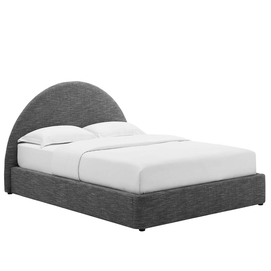 Quinn Upholstered Fabric Arched Round King Platform Bed in Heathered Weave Slate