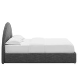 Quinn Upholstered Fabric Arched Round King Platform Bed in Heathered Weave Slate
