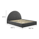Quinn Upholstered Fabric Arched Round King Platform Bed in Heathered Weave Slate