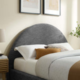 Quinn Upholstered Fabric Arched Round King Platform Bed in Heathered Weave Slate