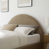 Quinn Performance Velvet Arched Round King Platform Bed in Taupe