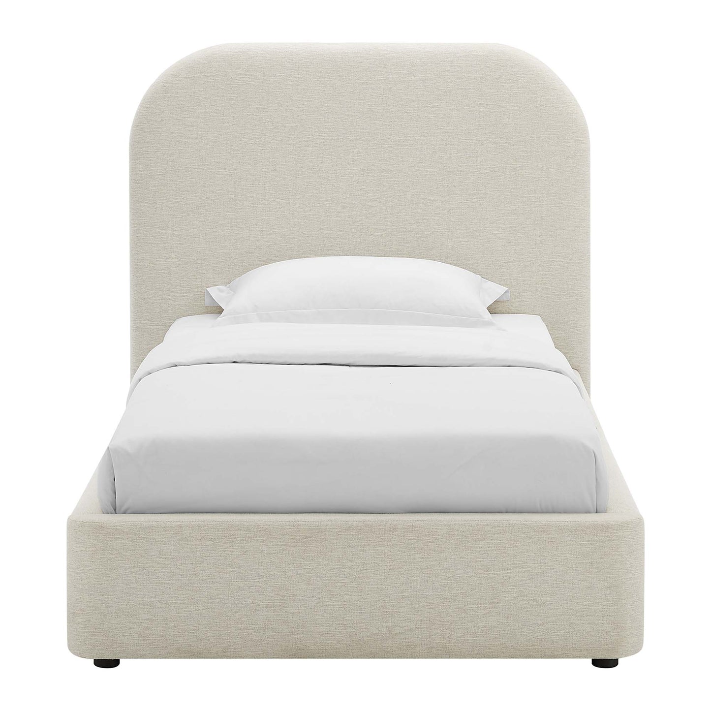Keynote Upholstered Fabric Curved Twin Platform Bed by Furniture For America