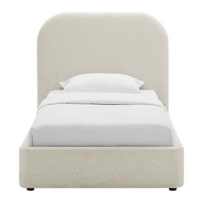 Keynote Upholstered Fabric Curved Twin Platform Bed by Furniture For America