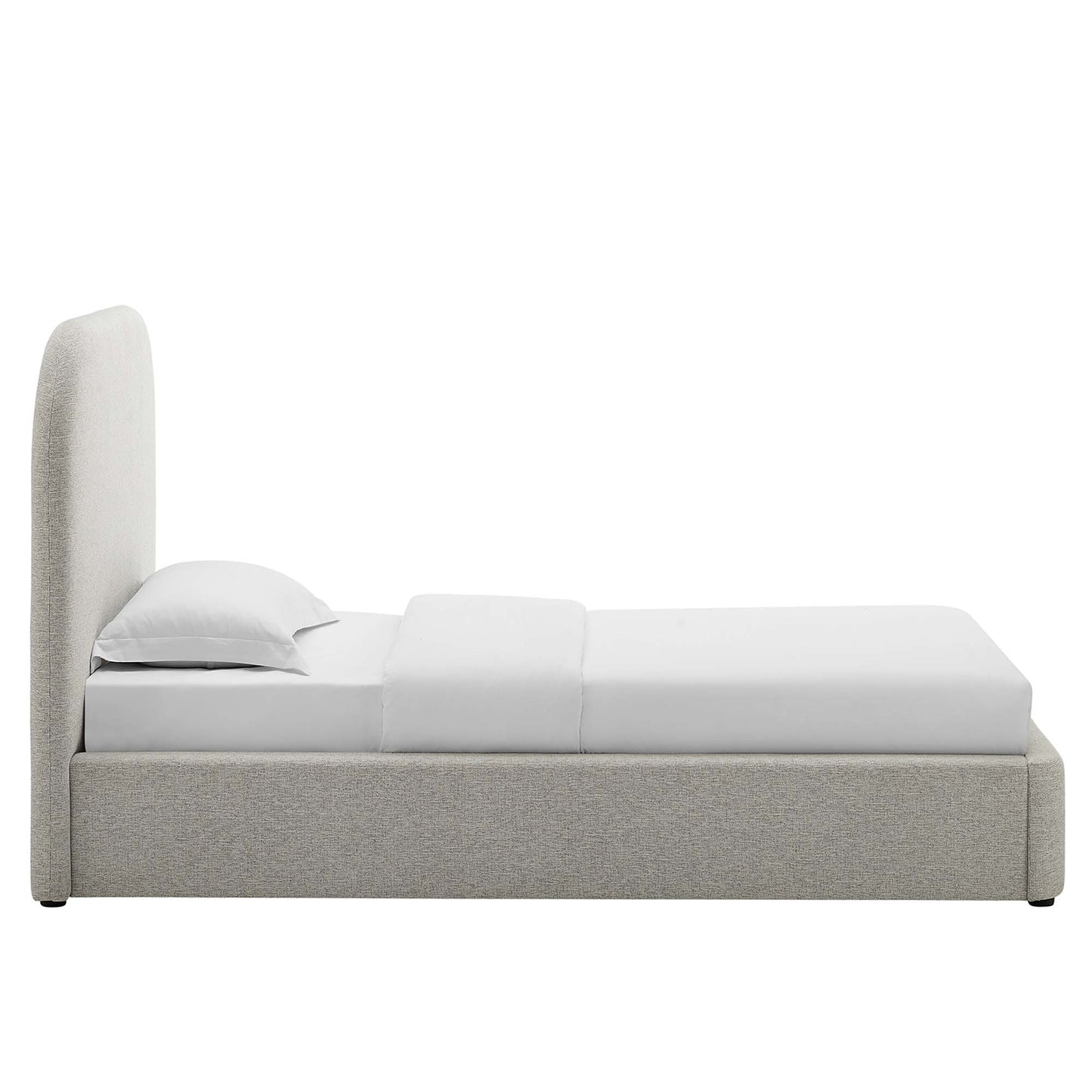 Keynote Upholstered Fabric Curved Twin Platform Bed by Furniture For America