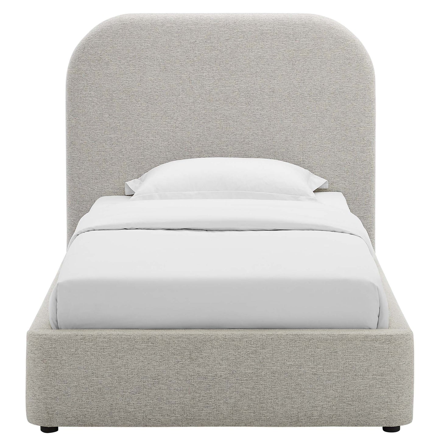 Keynote Upholstered Fabric Curved Twin Platform Bed by Furniture For America