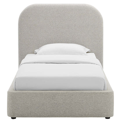 Keynote Upholstered Fabric Curved Twin Platform Bed by Furniture For America