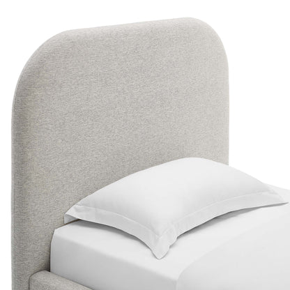 Keynote Upholstered Fabric Curved Twin Platform Bed by Furniture For America