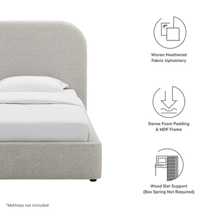 Keynote Upholstered Fabric Curved Twin Platform Bed by Furniture For America