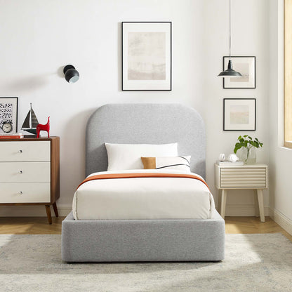 Keynote Upholstered Fabric Curved Twin Platform Bed by Furniture For America