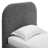 Twill Upholstered Fabric Curved Twin Platform Bed in Heathered Weave Slate
