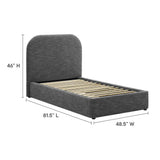 Twill Upholstered Fabric Curved Twin Platform Bed in Heathered Weave Slate