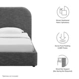 Twill Upholstered Fabric Curved Twin Platform Bed in Heathered Weave Slate