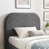 Twill Upholstered Fabric Curved Twin Platform Bed in Heathered Weave Slate