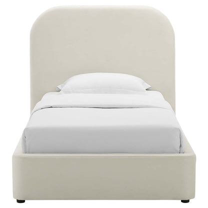 Keynote Performance Velvet Curved Twin Platform Bed by Furniture For America