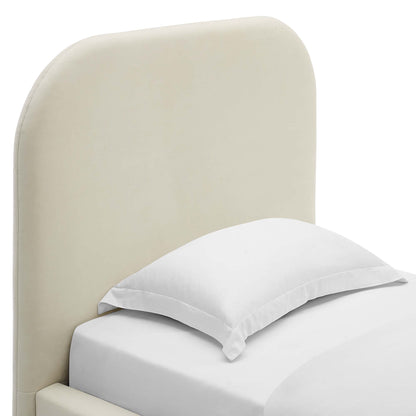 Keynote Performance Velvet Curved Twin Platform Bed by Furniture For America